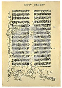 Reproduction of one page of the first printed Bible